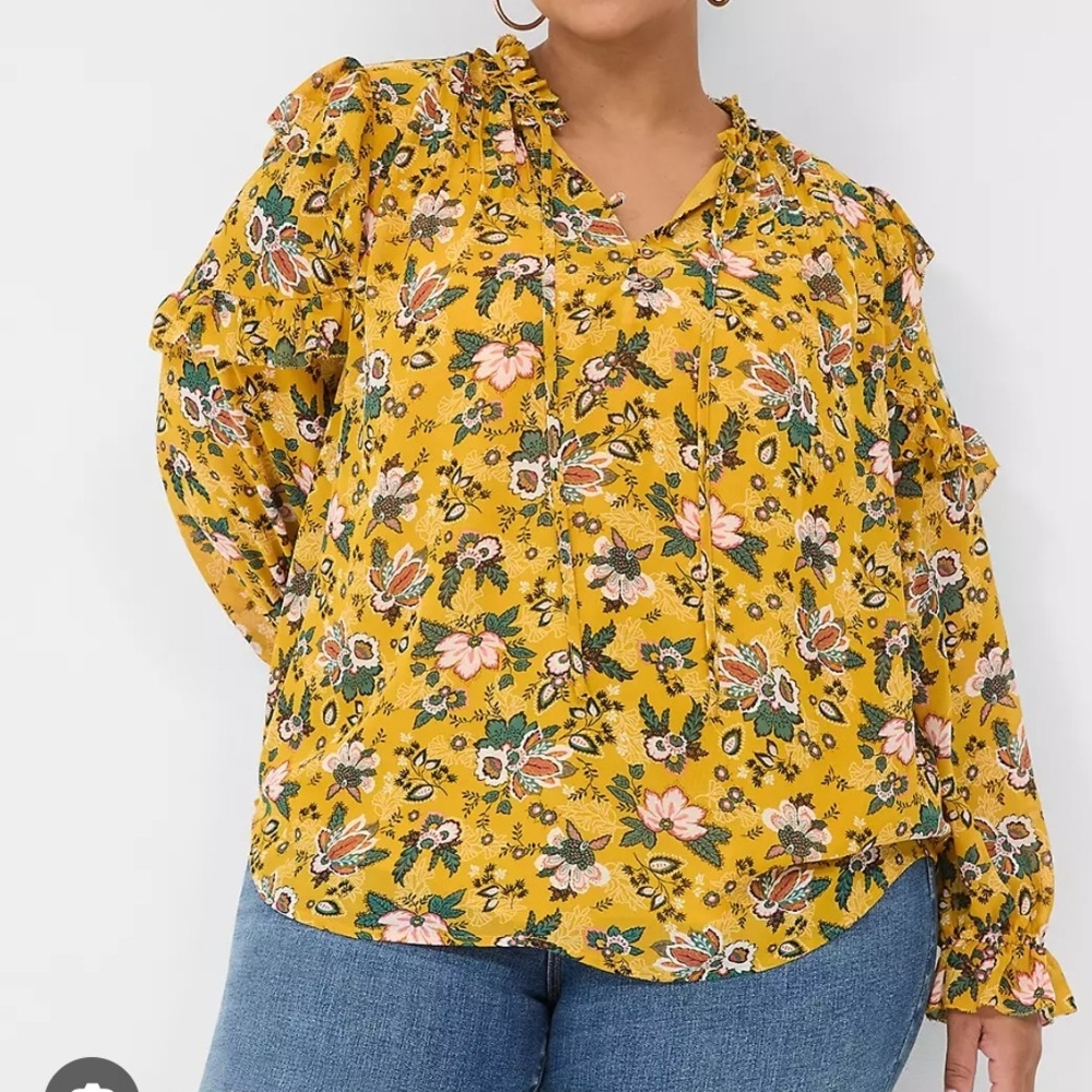 Pre owned Lane Bryant Yellow Floral Blouse